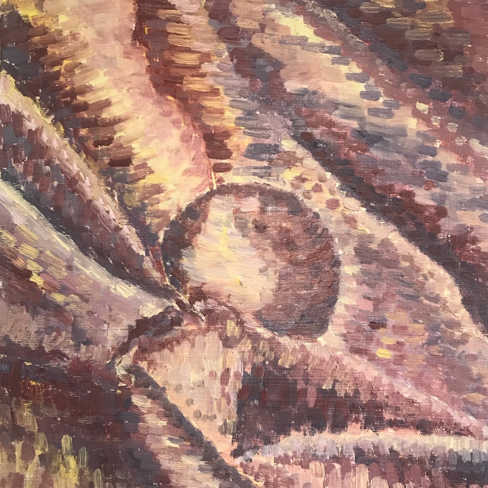 Original oil painting on cork surface